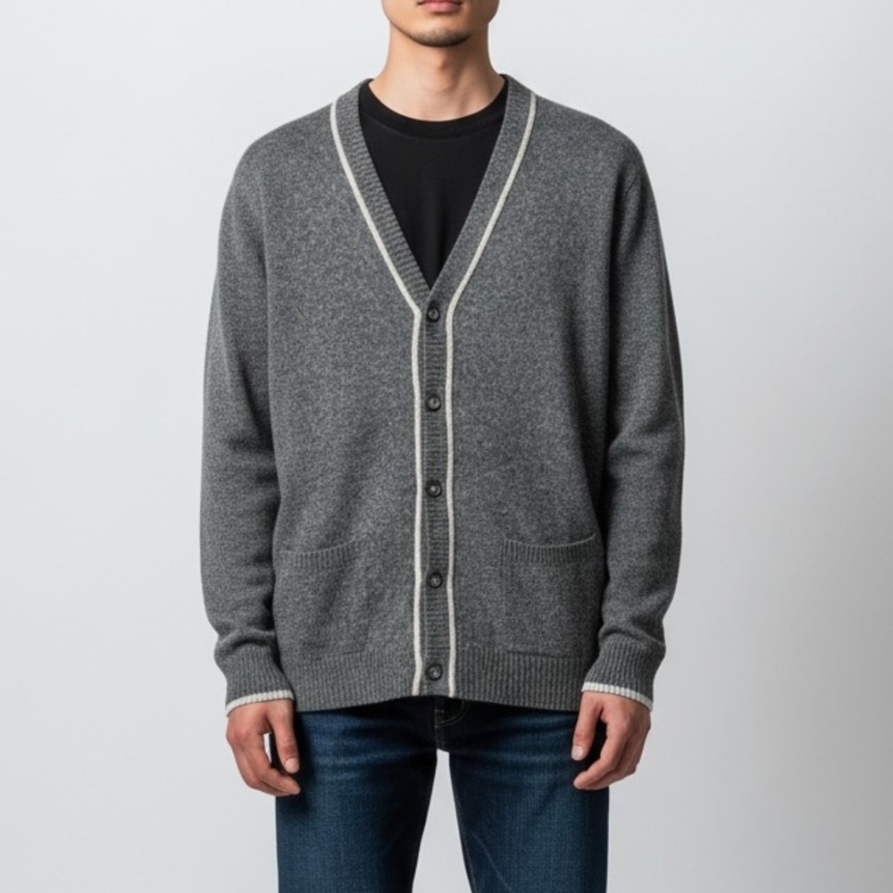 Mantles Wool Cashmere Cardigan Sweater Grey